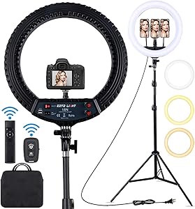 18 inch LED Ring Light with Tripod Stand Dimmable Makeup Selfie Ring Light for Studio Port