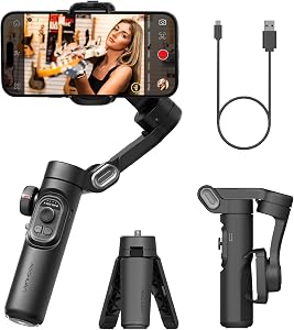 AOCHUAN Phone Gimbal Stabilizer, 3-Axis Smartphone Foldable Handheld Gimbal for iPhone wit