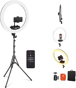 NEEWER Professional 18 Inch Ring Light with Tripod Stand Phone Holder Compatible with iPho