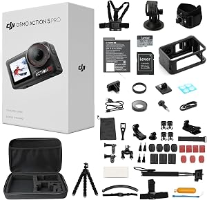 DJI Osmo Action 5 Pro Waterproof Action Camera Bundle, 1/1.3" Sensor, 4K/120fps Video