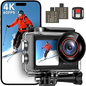 ODDV 4K60FPS 30MP Action Camera with Front LCD and Touch Rear Screens, Underwater Camera w